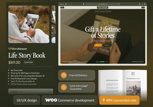 UX/UI Design Package Example: StoryKeeper | eCommerce Redesign