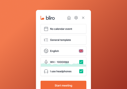 UX/UI Design Package Example: Bliro – Redesigning an AI Meeting Assistant