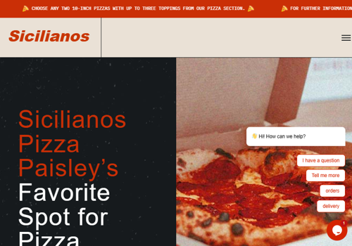 Web Development Package Example: Website - Sicilianos Pizza