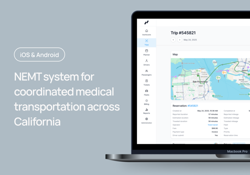 Custom Software Development Package Example: NEMT system for intercity medical rides