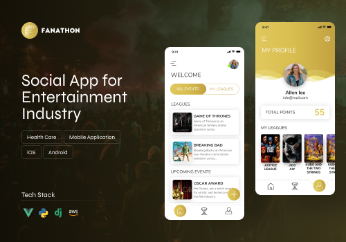 Mobile App Development Package Example: Fanathon I Social App for Entertainment Industry