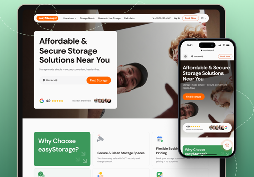 Web Design Package Example: UI UX Design for Self-Storage Booking Platform