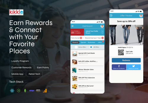 Mobile App Development Package Example: Kikkle Biz | Loyalty Rewards Platform