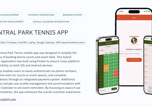 Mobile App Development Package Example: Mobile App for Tennis Court & Event Hall Booking