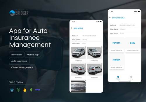 Mobile App Development Package Example: Bridger | App for Auto Insurance Programs