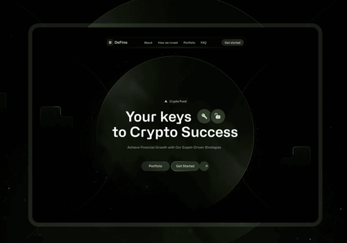 UX/UI Design Package Example: DeFina - Crypto Fund landing page