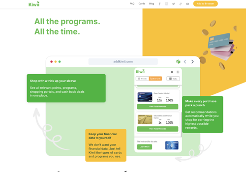 Custom Software Development Package Example: Kiwii - Maximize Credit Cards Rewards