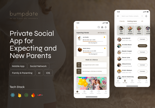 Mobile App Development Package Example: BumpDate I Social Pregnancy App