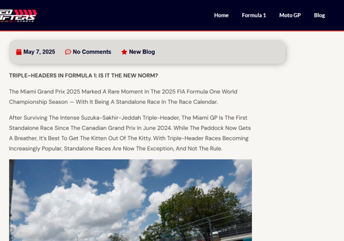 Web Design Package Example: Formula 1 News Platform Development