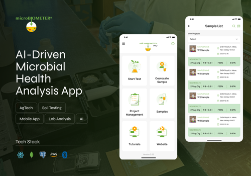 Mobile App Development Package Example: Microbiometer I AI Driven App for Soil Testing
