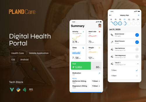 Mobile App Development Package Example: Pland Care |  Digital Health Portal