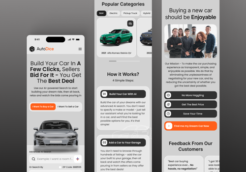 Web Design Package Example: UI UX Design for Smart Car Bidding Website