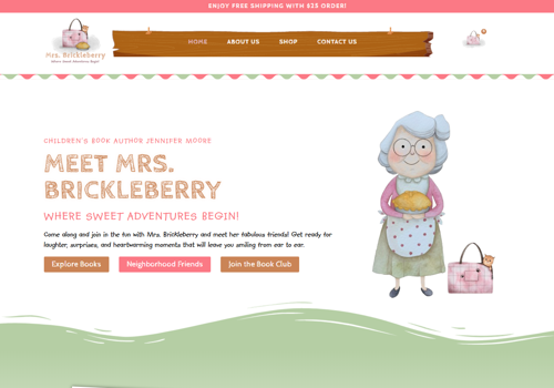 Web Development Package Example: Children’s Author Website for Mrs. Brickleberry