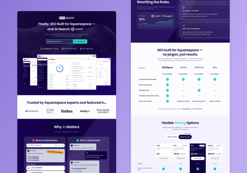 Product Design Package Example: UI UX Design for SEO Suite on Squarespace
