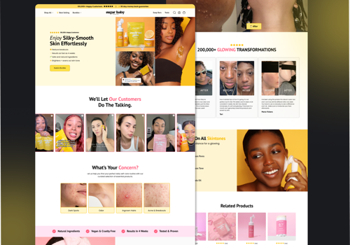 Conversion Optimization Package Example: Sugar baby Care - Shopify Skincare Website