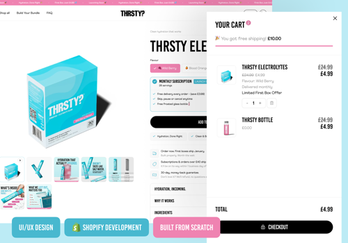 UX/UI Design Package Example: THRSTY | One Product Shopify Store