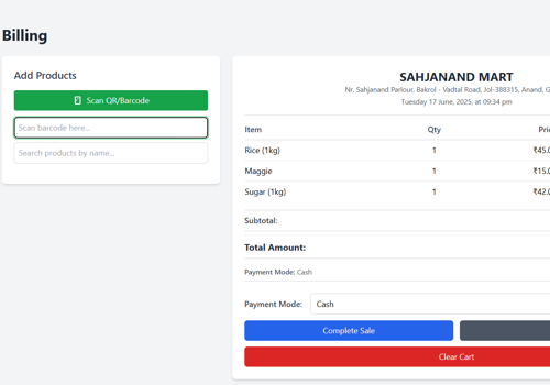 Custom Software Development Package Example: Smart Mall Billing System with Barcode Scanner