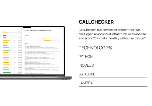Web Development Package Example: CallChecker – AI Call Center on AWS