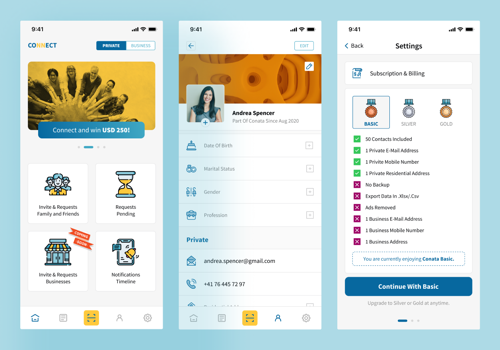 Web Development Package Example: Business Networking and e-Contact App