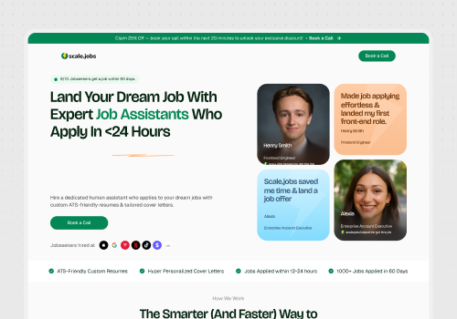 Web Design Package Example: Landing Page Redesign For A Job-tech SaaS