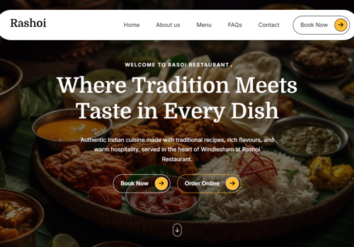 Web Development Package Example: Rashoi Restaurant