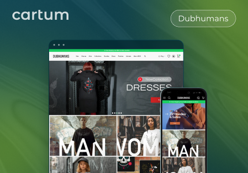 Web Development Package Example: Online Store for Printed Clothing Dubhumans