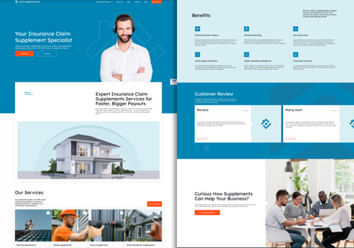 Web Design Package Example: Claim Supplement Pro: Full-Service Digital Project