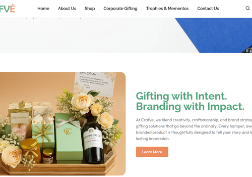 Web Development Package Example: WordPress Ecommerce for CRAFVÉ - Corporate Gifting