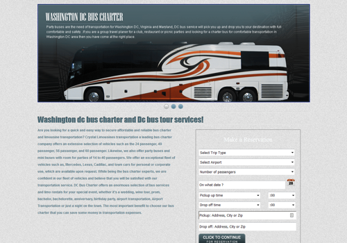 Web Development Package Example: DC Bus Charter Sevices
