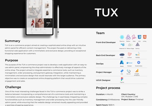Web Design Package Example: TUX