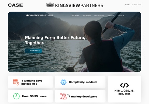 Web Development Package Example: Markup and Wordpress for project Kingsview Partner