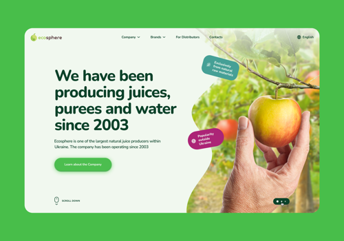 Web Development Package Example: Ecosphere Juice – Juices manufacturing