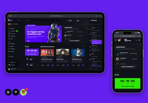 UX/UI Design Package Example: 365games – an eSports platform & marketing website