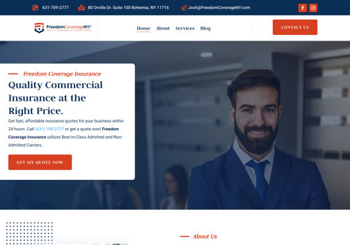 Search Engine Optimization Package Example: Freedom Coverage NY Website Development