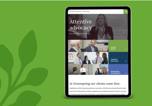 UX/UI Design Package Example: Greenspring Advisors Brand Refresh & Website