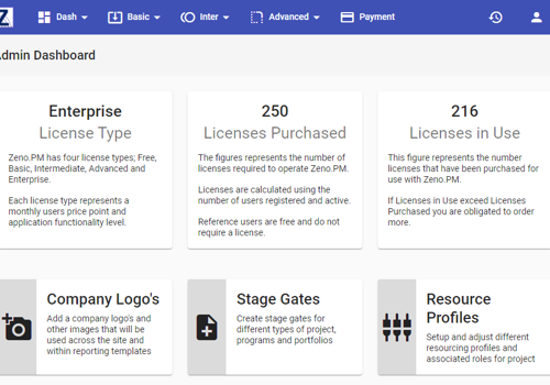Custom Software Development Package Example: Admin portal we've developed for the custom PPM tool to adjust the application settings according to the organization’s needs.