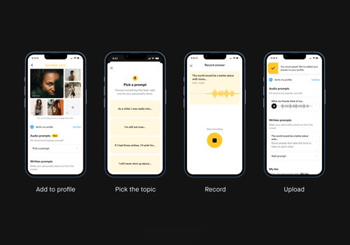 UX/UI Design Package Example: Bumble new audio prompt for better connections