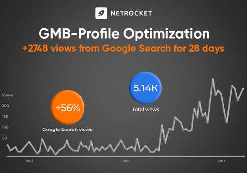 Pay Per Click Package Example: GMB-Profile Optimization: +2748 views from Google