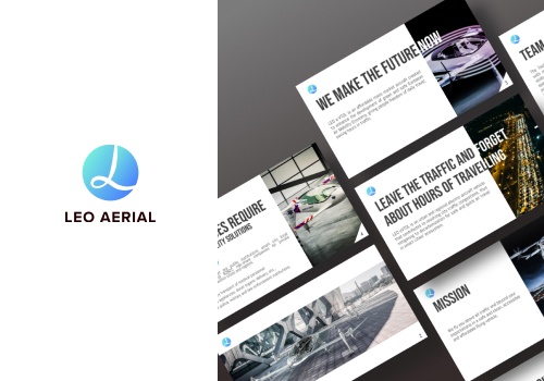Graphic Design Package Example: Leo Aerial Systems Logo, Branding, Pitch Deck
