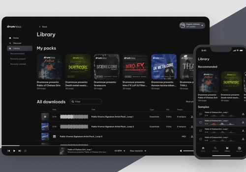Web Design Package Example: UX/UI product design for a music web app