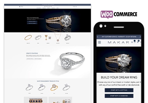 E-Commerce Development Package Example: Diamond and Jewelry website created on Woocommerce