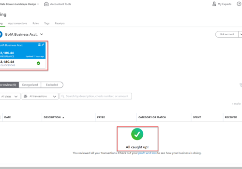 Finance & Accounting Outsourcing (FAO) Package Example: Monthly Bookkeeping - Kate Bowers Landscape Design