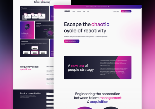 Web Design Package Example: Shining a Light on Talent: Luminate's Framer Site