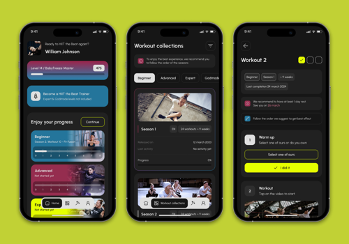 Mobile App Development Package Example: Hiit the Beat - Fitness Mobile app (Flutterflow)