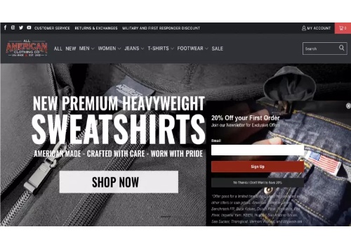 Web Design Package Example: Shopify Website for a Leading US Clothing Brand