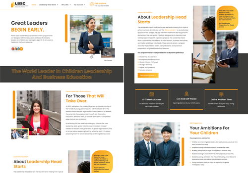 Web Development Package Example: Leadership & Business School for Children