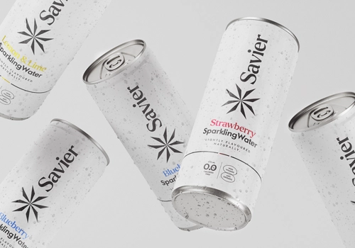 Graphic Design Package Example: Savier Sparkling Water