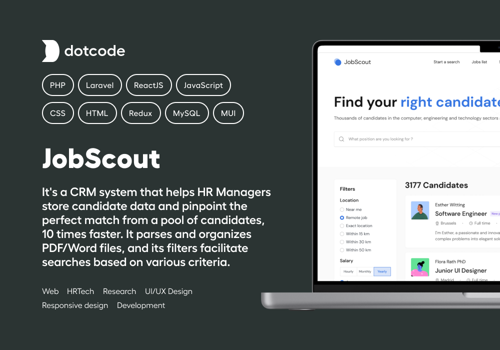 Web Design Package Example: Searching Tool for HRs SaaS
