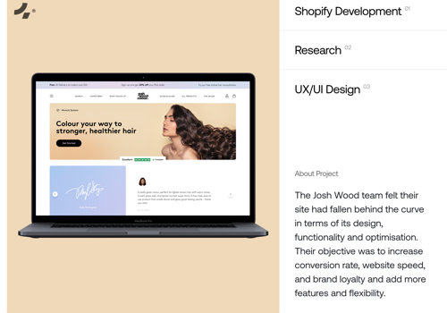 E-Commerce Development Package Example: Shopify Design & Development | Josh Wood Colour