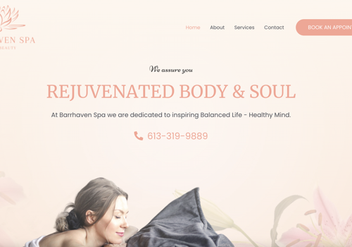 Web Design Package Example: Barrhaven Spa Services